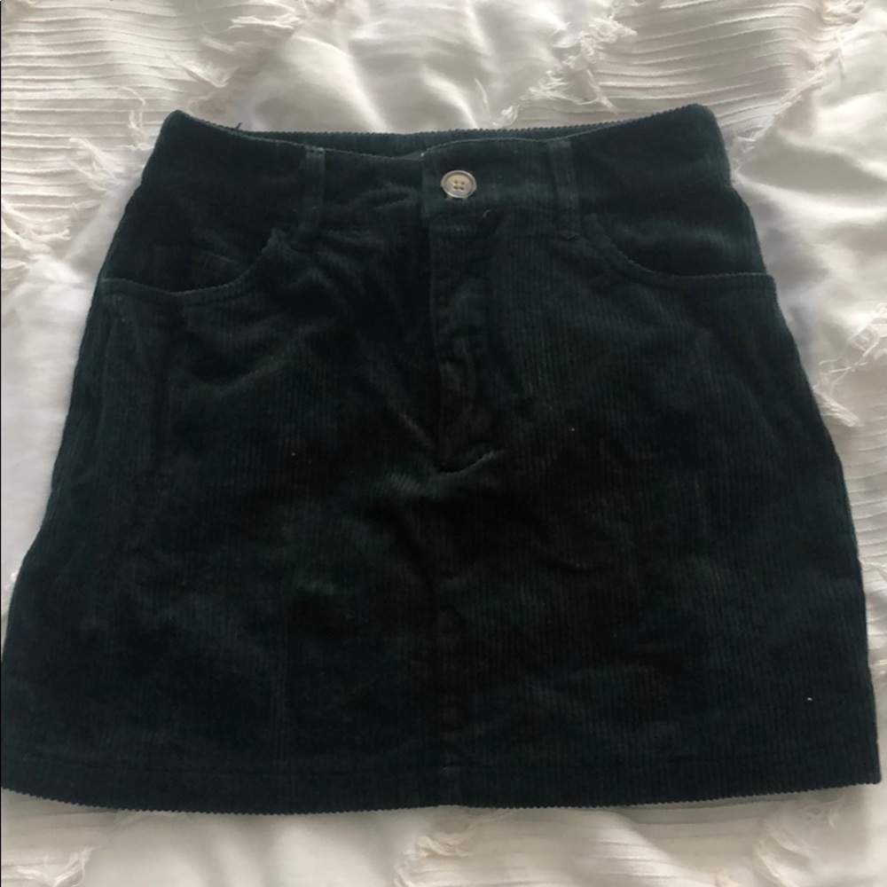 Dark green corduroy mini skirt